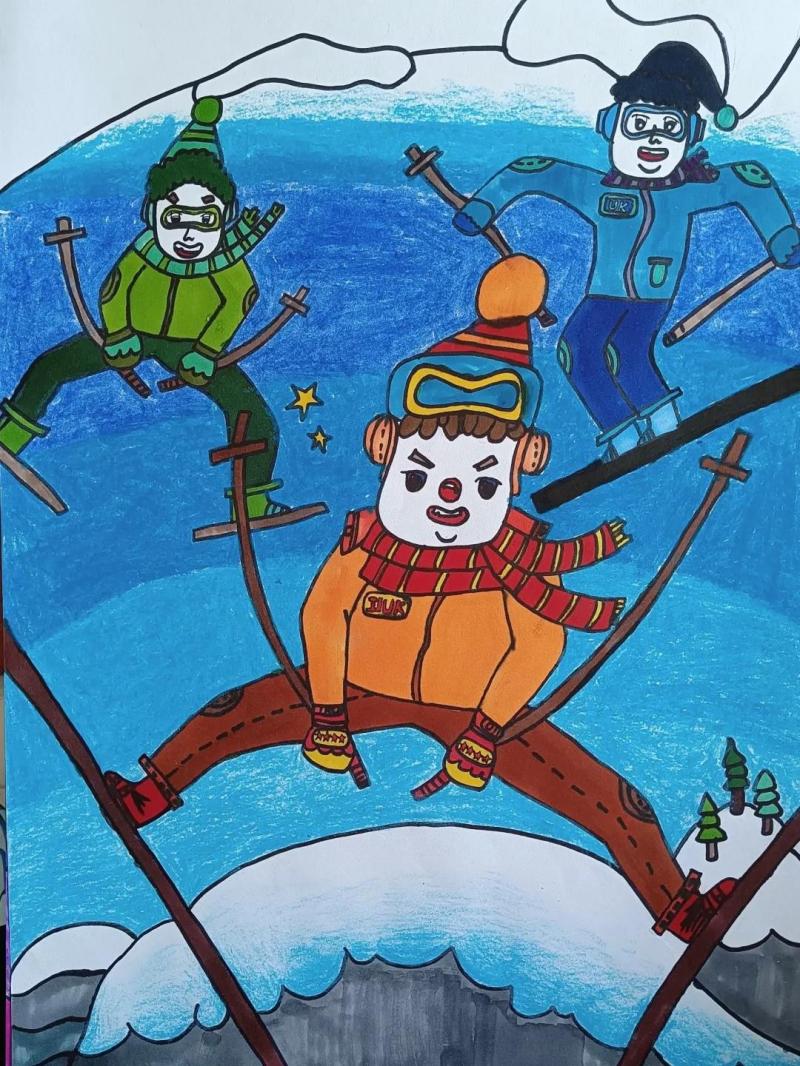 彩笔画《雪上明星》摄影作品欣赏董秋林《奔跑》聂永利《冰上运动
